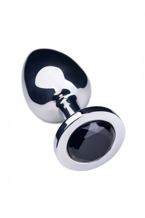 Большая серебристая анальная втулка с чёрным кристаллом - 8,5 см. - ToyFa - купить с доставкой в Новосибирске