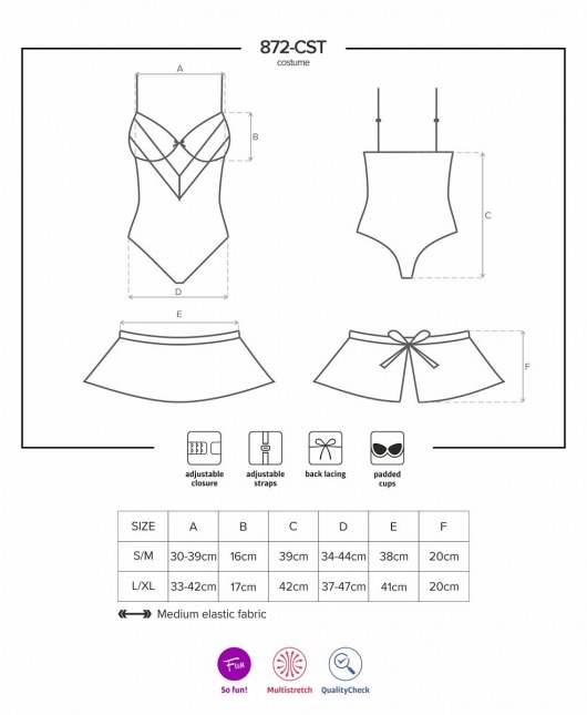 Игривый костюм горничной с кружевным фартуком - Obsessive купить с доставкой