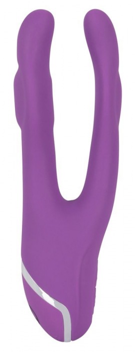 Фиолетовый вибромассажер с двумя отростками Sweet Smile Double Vibrator - 18,7 см. - Orion