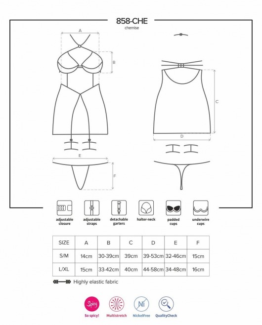 Волнующая сорочка с комплектом аксессуаров - Obsessive купить с доставкой