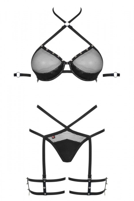 Эффектный полупрозрачный комплект с металлическим декором - Obsessive купить с доставкой