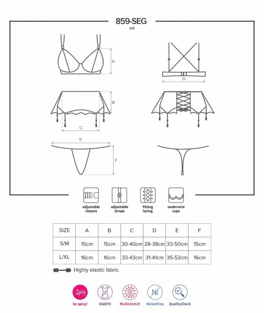 Соблазнительный полупрозрачный комплект с кружевным поясом - Obsessive купить с доставкой