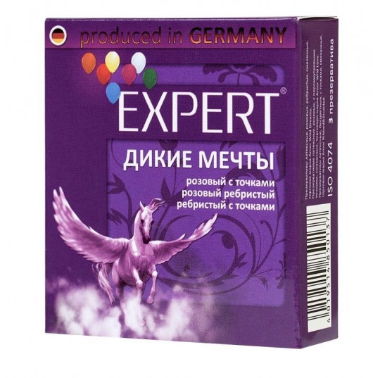 Презервативы с точками и ребрами Expert  Дикие мечты  - 3 шт. - Expert - купить с доставкой в Новосибирске