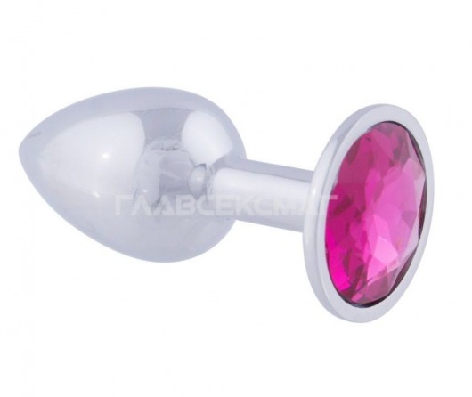 Серебристая анальная пробка с розовым кристаллом - 7 см. - Главсексмаг - купить с доставкой в Новосибирске