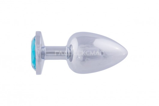 Серебристая анальная пробка с голубым кристаллом - 7 см. - Главсексмаг - купить с доставкой в Новосибирске