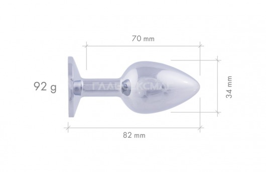 Серебристая анальная пробка с синим кристаллом - 8,2 см. - Главсексмаг - купить с доставкой в Новосибирске