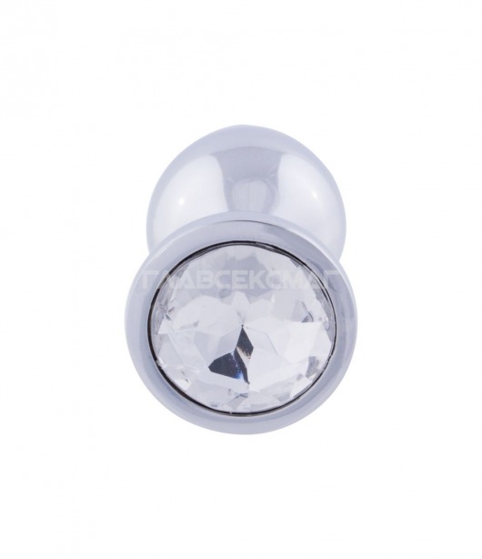Серебристая анальная пробка с прозрачным кристаллом - 8,2 см. - Главсексмаг - купить с доставкой в Новосибирске