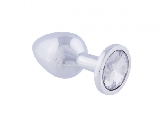 Серебристая анальная пробка с прозрачным кристаллом - 8,2 см. - Главсексмаг - купить с доставкой в Новосибирске