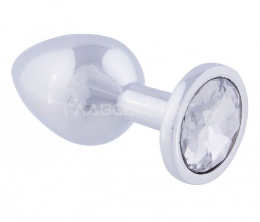 Серебристая анальная пробка с прозрачным кристаллом - 8,2 см. - Главсексмаг - купить с доставкой в Новосибирске