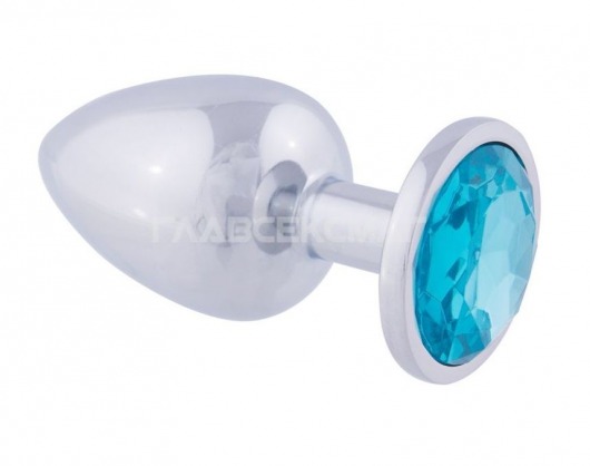 Серебристая анальная втулка с голубым кристаллом - 8,2 см. - Главсексмаг - купить с доставкой в Новосибирске
