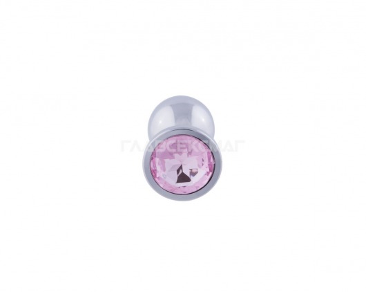 Серебристая анальная пробка с розовым кристаллом - 9,5 см. - Главсексмаг - купить с доставкой в Новосибирске