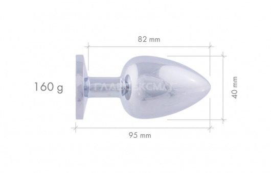 Серебристая анальная пробка с розовым кристаллом - 9,5 см. - Главсексмаг - купить с доставкой в Новосибирске