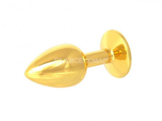 Золотистая анальная пробка с прозрачным кристаллом - 7 см. - Главсексмаг - купить с доставкой в Новосибирске