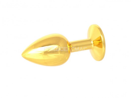 Золотистая анальная пробка с зелёным кристаллом - 7 см. - Главсексмаг - купить с доставкой в Новосибирске