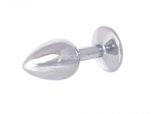 Серебристая анальная втулка с розовым кристаллом в основании - 7 см. - Главсексмаг - купить с доставкой в Новосибирске