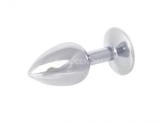 Серебристая анальная втулка с прозрачным кристаллом в основании - 7 см. - Главсексмаг - купить с доставкой в Новосибирске