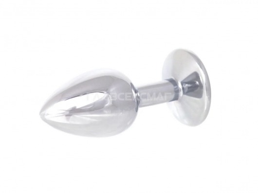 Серебристая анальная пробка с фиолетовым кристаллом - 7 см. - Главсексмаг - купить с доставкой в Новосибирске