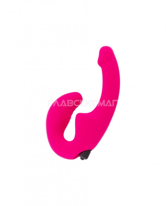 Ярко-розовый анатомический страпон с вибрацией - Главсексмаг - купить с доставкой в Новосибирске