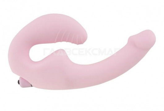Нежно-розовый анатомический страпон с вибрацией - Главсексмаг - купить с доставкой в Новосибирске