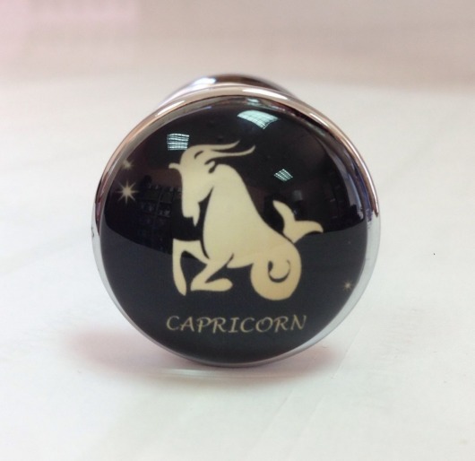 Серебристая анальная пробка со знаком зодиака - Козерог - Главсексмаг - купить с доставкой в Новосибирске