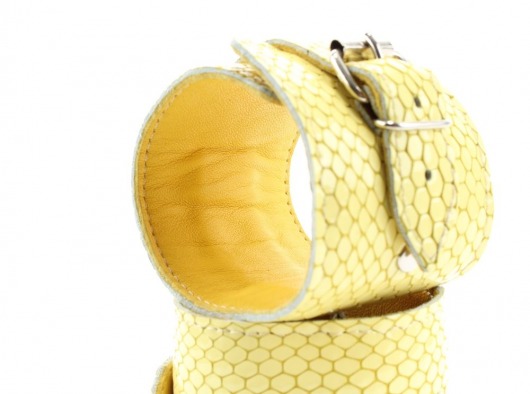 Кожаные наручники  Желтый питон - БДСМ Арсенал - купить с доставкой в Новосибирске