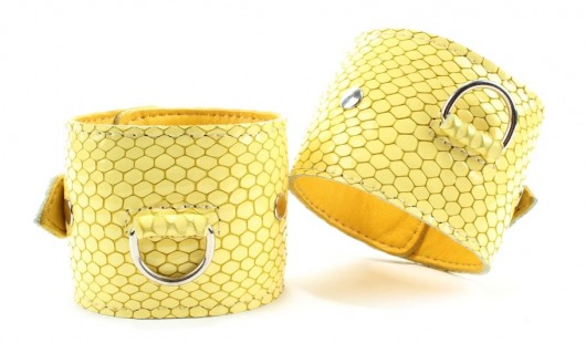 Кожаные наручники  Желтый питон - БДСМ Арсенал - купить с доставкой в Новосибирске