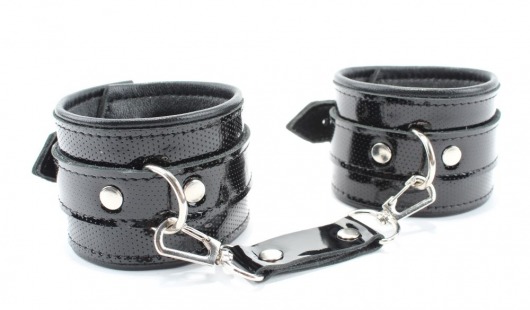 Кожаные лаковые наручники - БДСМ Арсенал - купить с доставкой в Новосибирске