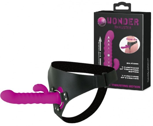 Фиолетовый страпон с пульсацией Wonder Thruster - 20 см. - Baile - купить с доставкой в Новосибирске