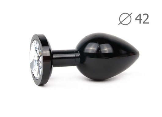 Коническая черная анальная втулка с прозрачным кристаллом - 9,3 см. - Anal Jewelry Plug - купить с доставкой в Новосибирске