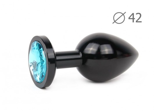 Коническая черная анальная втулка с голубым кристаллом - 9,3 см. - Anal Jewelry Plug - купить с доставкой в Новосибирске