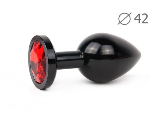 Коническая черная анальная втулка с красным кристаллом - 9,3 см. - Anal Jewelry Plug - купить с доставкой в Новосибирске