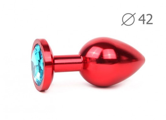 Коническая красная анальная втулка с голубым кристаллом - 9,3 см. - Anal Jewelry Plug - купить с доставкой в Новосибирске