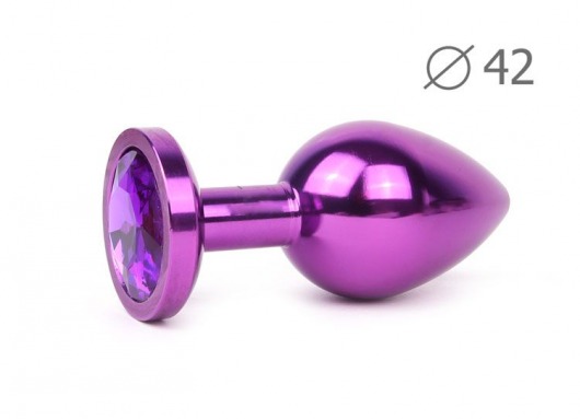 Коническая фиолетовая анальная втулка с фиолетовым кристаллом - 9,3 см. - Anal Jewelry Plug - купить с доставкой в Новосибирске
