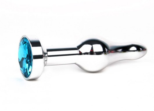 Удлиненная шарикообразная серебристая анальная втулка с голубым кристаллом - 10,3 см. - Anal Jewelry Plug - купить с доставкой в Новосибирске