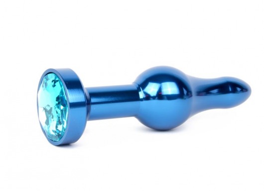 Удлиненная шарикообразная синяя анальная втулка с голубым кристаллом - 10,3 см. - Anal Jewelry Plug - купить с доставкой в Новосибирске