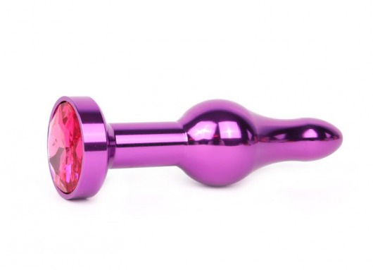 Удлиненная шарикообразная фиолетовая анальная втулка с малиновым кристаллом - 10,3 см. - Anal Jewelry Plug - купить с доставкой в Новосибирске