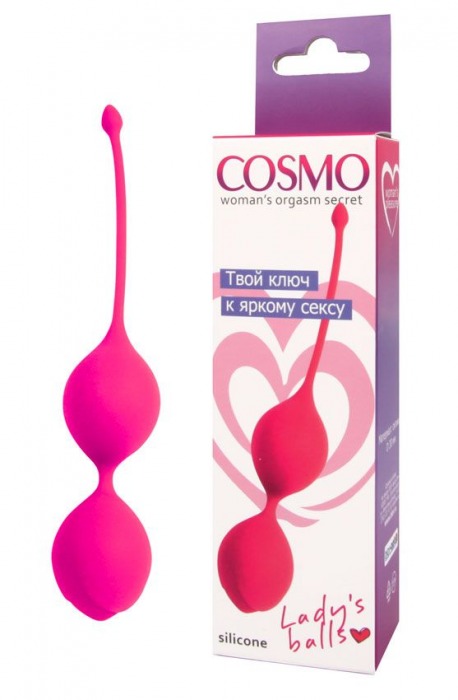 Розовые двойные вагинальные шарики с хвостиком Cosmo - Cosmo
