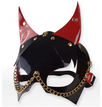 Черно-красная маска с рожками - Sitabella - купить с доставкой в Новосибирске