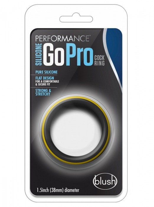 Черно-желтое силиконовое эрекционное кольцо Silicone Go Pro Cock Ring - Blush Novelties - в Новосибирске купить с доставкой