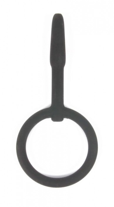 Черный уретральный силиконовый плаг с колечком-ограничителем - 4,5 см. - Bior toys - купить с доставкой в Новосибирске