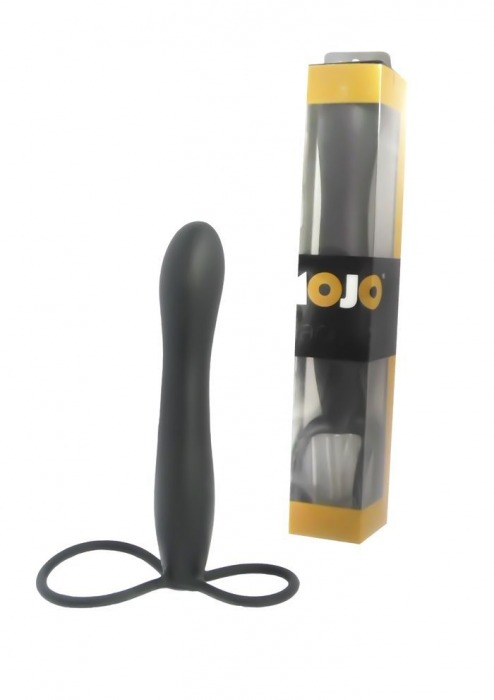 Черная насадка на пенис для двойной стимуляции Mojo BlackJack - 15 см. - Seven Creations - в Новосибирске купить с доставкой