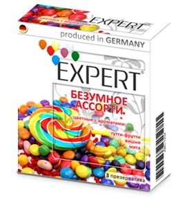 Цветные ароматизированные презервативы Expert  Безумное ассорти  - 3 шт. - Expert - купить с доставкой в Новосибирске