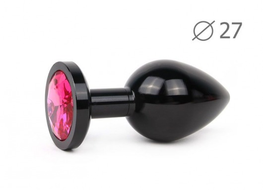Коническая черная анальная втулка с малиновым кристаллом - 7 см. - Anal Jewelry Plug - купить с доставкой в Новосибирске