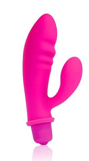 Розовый вибромассажер Cosmo с отростком - 8,5 см. - Bior toys