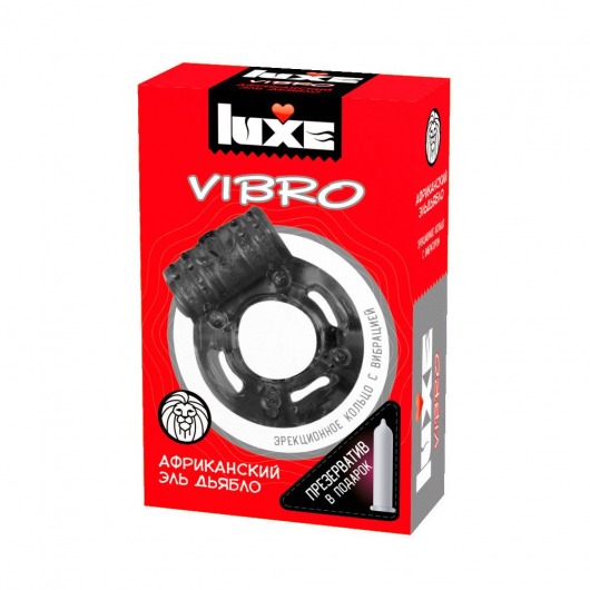 Чёрное эрекционное виброкольцо Luxe VIBRO  Африканский Эль Дьябло  + презерватив - Luxe - в Новосибирске купить с доставкой