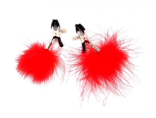 Металлические зажимы на соски с красным пушком - Bior toys - купить с доставкой в Новосибирске