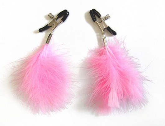 Металлические зажимы на соски с розовым пушком - Bior toys - купить с доставкой в Новосибирске