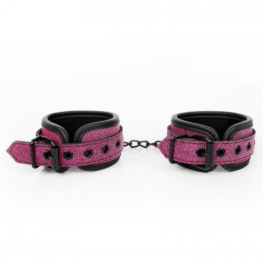 Розово-черные наручники на застежках - Erokay - купить с доставкой в Новосибирске