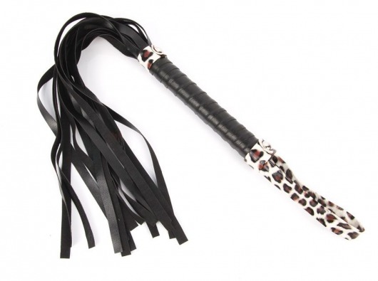 Черный флоггер с черно-леопардовой ручкой Notabu - 49 см. - Notabu - купить с доставкой в Новосибирске
