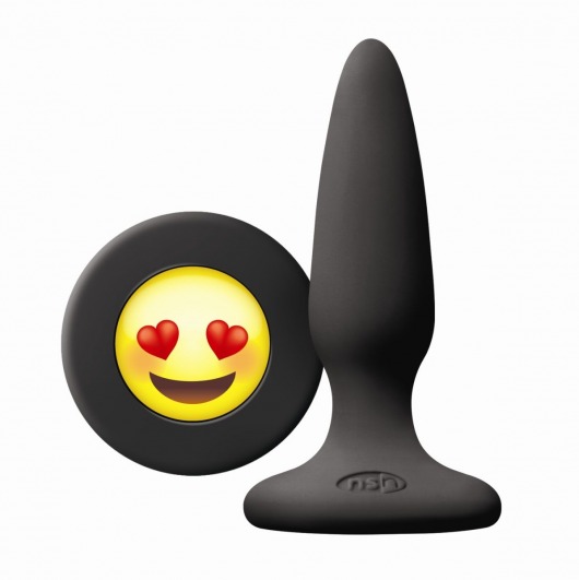 Черная силиконовая пробка Emoji Face ILY - 8,6 см. - NS Novelties - купить с доставкой в Новосибирске